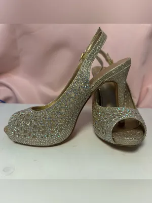 Dream Paris Stuart Weitzman Gold Glitter Open-Toe Slingback Heels thumbnail 2