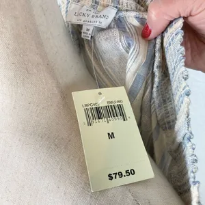 Lucky Brand‎ Amelia off the shoulder boho light blue crop blouse women’s M NEW thumbnail 8