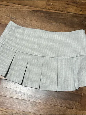 Danielle Guizio Pleated Micro Mini Skirt in Grey Plaid New Medium thumbnail 9