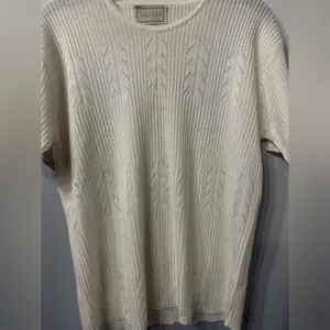 Vintage Italian Sweater short sleeve-Made Italy-Cream knit- Le Maglie di Giulia thumbnail 3