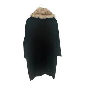 Zara Black Oversized Coat Faux Fur Collar Wool Blend Winter Coat Women M thumbnail 2
