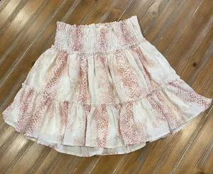 Altar'd State Snakeskin Smocked Ruffle Mini Skirt Tiered Boho Women Small Lined thumbnail 1
