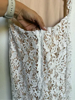 NSR White Floral Lace Midi Dress Open Back Bridal Wedding Cocktail NWT Style thumbnail 8