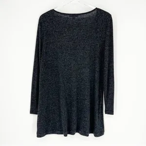 Downeast Love Long Sleeve‎ Rib Knit Top Women's XL Gray Boho thumbnail 3