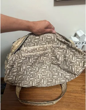 Guess Beige/Tan Textured Shoulder Bag with Metal Plaque thumbnail 10