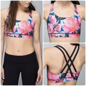 Lululemon Energy Bra Secret Garden Floral Strappy Sports Bra Yoga Pilates Size 6 thumbnail 2