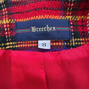 VTG Breeches Red Tartan Plaid Skirt‎ Suit Set Womens 8 Wool Blend Blazer Skirt thumbnail 13