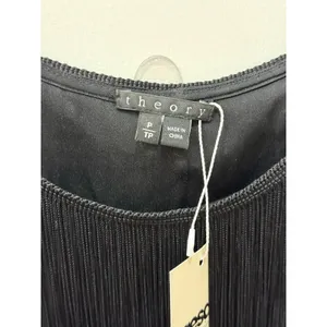 Theory Pardia Fringe Sleeveless Blouson Cami Tank Top Black Women's Size P / XS thumbnail 4