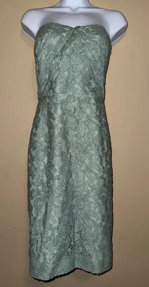 J.Crew Women Strapless Floral Lace Dress Sage 14 Sweetheart coquette party‎ Soft thumbnail 1