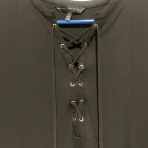 White House Black Market Lace Up Black Dress thumbnail 3