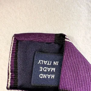 Polo By Ralph Lauren Men's Silk Tie Purple Striped Classic Handmade Necktie thumbnail 10