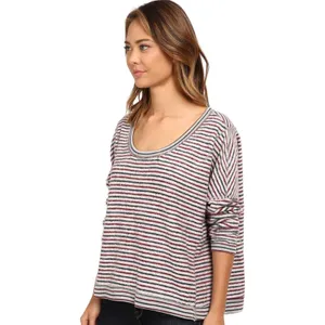 Free People Little Ann Blue Red Striped Dolman Sleeve Sweater Top Size XS thumbnail 2