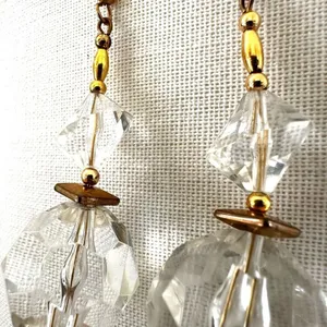 Gold tone clear beaded statement earrings thumbnail 6