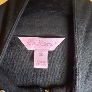 LILLY PULITZER | Skipper Popover Pullover 1/2 Zip Sweater Black Gold‎ Crochet XS thumbnail 5