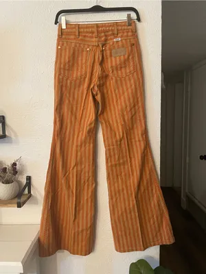 Wrangler Wanderer 622 High Rise Flare Jeans Orange Striped Size 25 thumbnail 4
