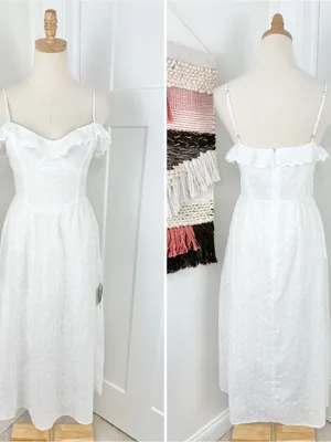Lulus Lovely Weather Eyelet Bustier Dress White Sz L NWT thumbnail 4