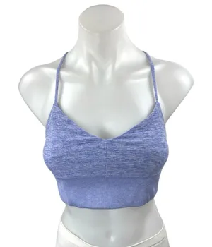 Alo Blue Heathered Sleeveless Strappy Workout Athletic Sports Bra Crop Top Sz S thumbnail 1