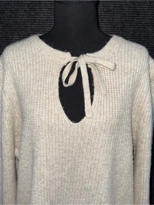 FRYE And CO Women’s Chunky Knit Sweater XL V Neck Puff Shoulder Pullover Boho thumbnail 2