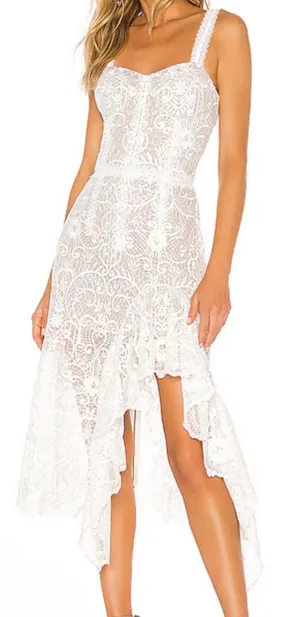 NEW NWOT Bronx & Banco Tiffany Blanc Lace Midi Dress In White thumbnail 1