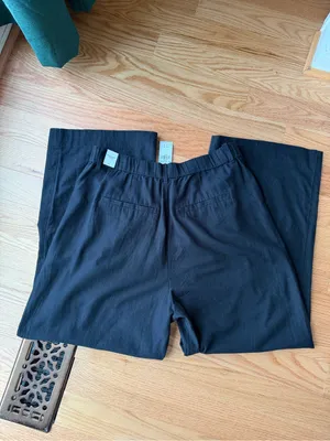 Abercrombie & Fitch Black Linen Blend Wide Leg Pants NWT L thumbnail 2