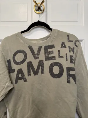 Maeve Anthropologie Love Amor Graphic Sweatshirt Sage Green Pullover Size XS‎ thumbnail 2