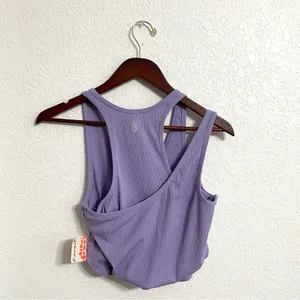 NWT Free People Womens Tank Top Summer Lilac Strappy Ribbed Crop Size Medium thumbnail 2
