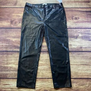 Abercrombie & Fitch Pants Womens 35 Faux Leather Straight Ultra High Rise 90s thumbnail 2