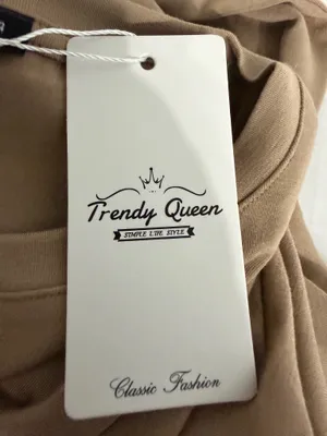 Trendy Queen Crewneck Long-Sleeve Tee in Tan thumbnail 5