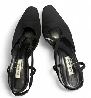 Vintage Ann Taylor Black Slingback‎ Heels 9.5 Made in Italy thumbnail 1