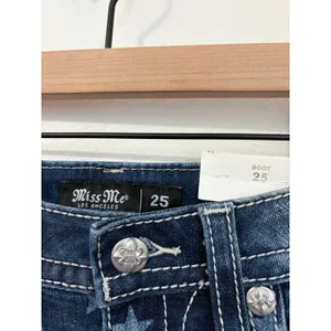 NEW Miss Me Bootcut Jeans Size 25 High Rise Boot Western Star Denim Boho Y2K thumbnail 3