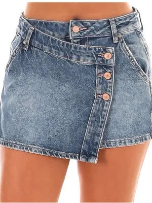 Free People Light Wash Denim Skirt thumbnail 1