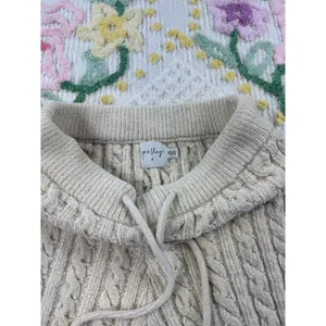 Polly Cable Knit Pants XS/S Beige Drawstring Cozy‎ Lounge Casual Knitwear thumbnail 3