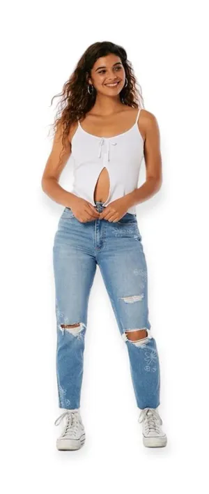 Hollister ultra high-rise ripped doodle Mom jeans 0/24 thumbnail 1