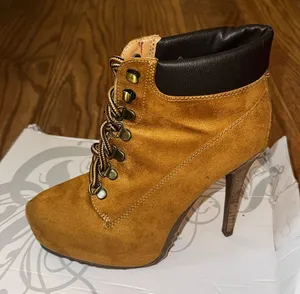 Women's Tan Suede Lace-Up Ankle Bootie thumbnail 1