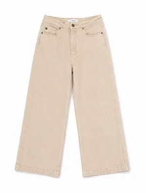 kancan wide leg crop jeans tan size 6 thumbnail 1
