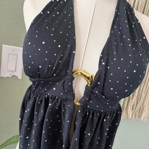 Black polka dot backless halter top Size M thumbnail 2