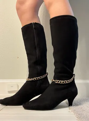 High Heel Boots Black Size 8 thumbnail 1