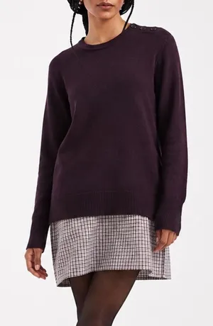 Gap Luxe Purple Crewneck Sweater w/ Button Detail thumbnail 1