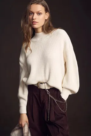 Anthropologie Maeve Balloon Sleeve Ribbed Mock Neck Sweater thumbnail 1