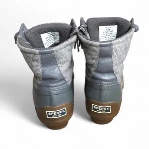 Sperry Women's Size 7.5 Gray Rain Short Boots Booties Gray Quilted Short. thumbnail 5