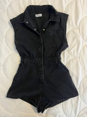 Black Denim Romper thumbnail 2