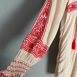 Free People‎ Wind Willow Embroidered Tunic Shift Mini Dress Size Small Tassels thumbnail 13