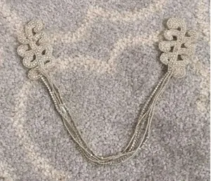 Pink Pewter Brenda Silver Beaded Hair Jewelry Bridal Boho Accent thumbnail 1