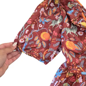 Anthropologie Maeve Zebra Print‎ Ruffle Tie Front Blouse Size: S thumbnail 5
