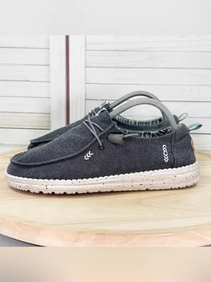 Hey Dude Wendy Canvas Chambray Slip On Loafer Denim Black Women Size 9 thumbnail 3