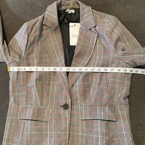 Women’s Oversized Casual Notched Lapel Jacket One Button Plaid Size M NWT thumbnail 8