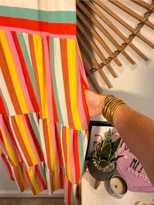 J. Crew Rainbow Striped Tiered Maxi Dress Colorful Summer Beach Sundress Vacay thumbnail 7