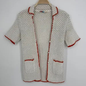 Free People Cabana Fauxchet Cardigan Top XS Ivory Boho Crochet Beach Coverup thumbnail 4