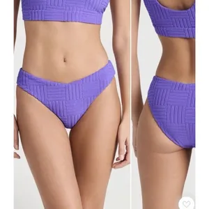 Beach Riot Peyton Textured Bikini Top & Vanessa Bikini Bottom L Ultra Violet NEW thumbnail 3
