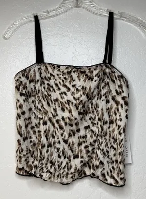 Kirious Crop‎ Tank Top Leopard Womens Size Small Coachella Indie Fairy Brown New thumbnail 1